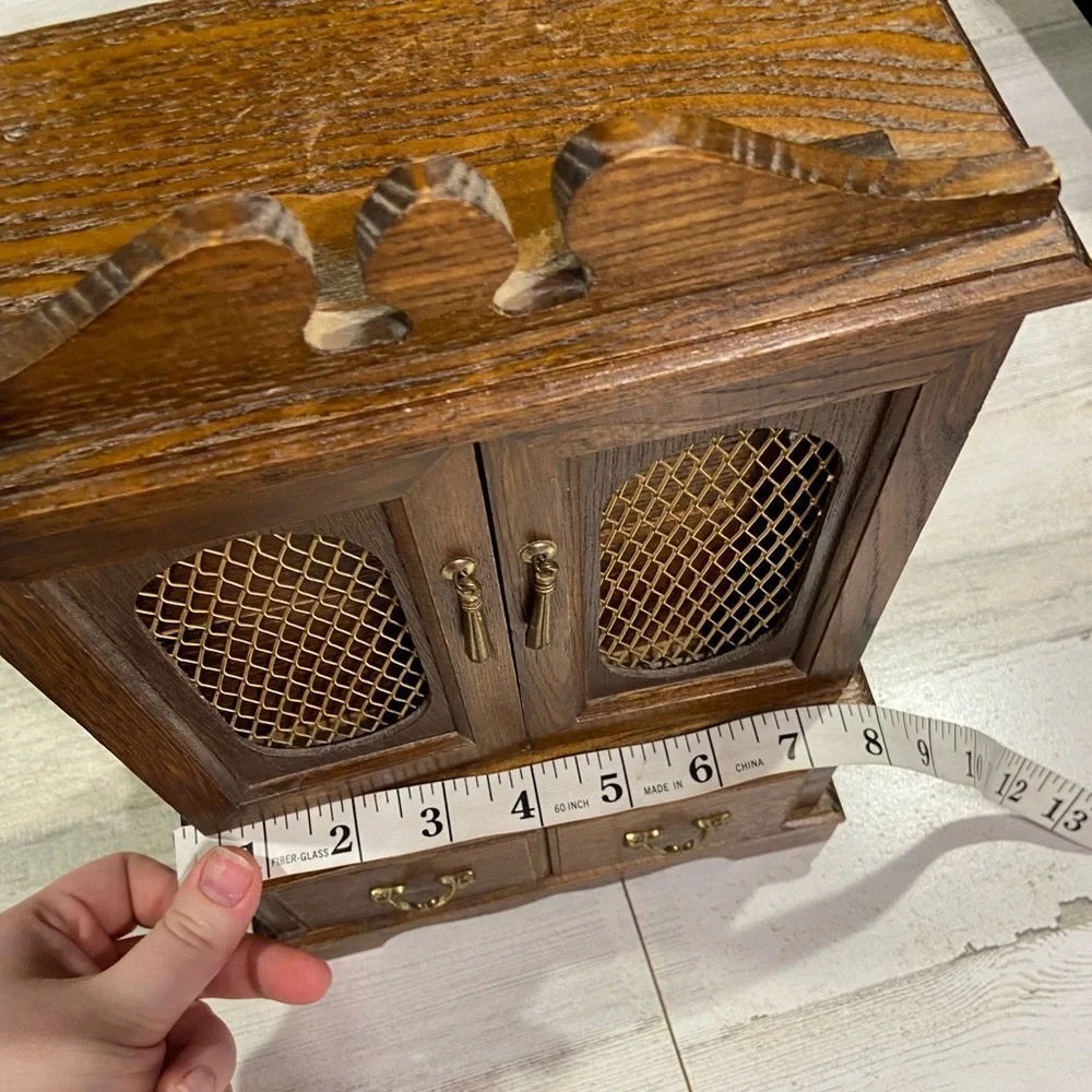 Vintage Royal Sealy Japan Wooden Jewelry Box With Music Box Gold Lined Drawers
